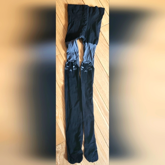 Black and gray Cat Tights - O/S - Picture 2 of 3